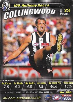 2006 Team Zone AFL Team #100 Anthony Rocca Front